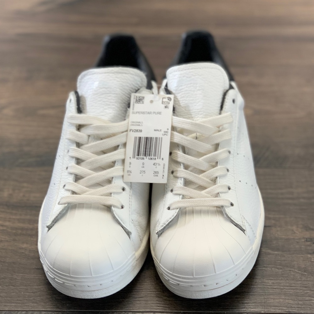 Adidas superstar pure size 9.5 nwt white & black